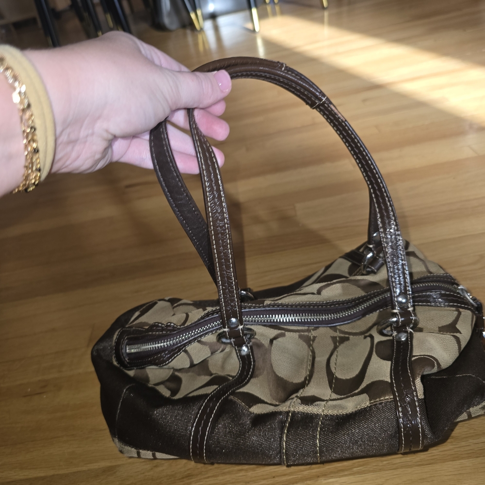 Coach Brown and Tan Shoulder Bag